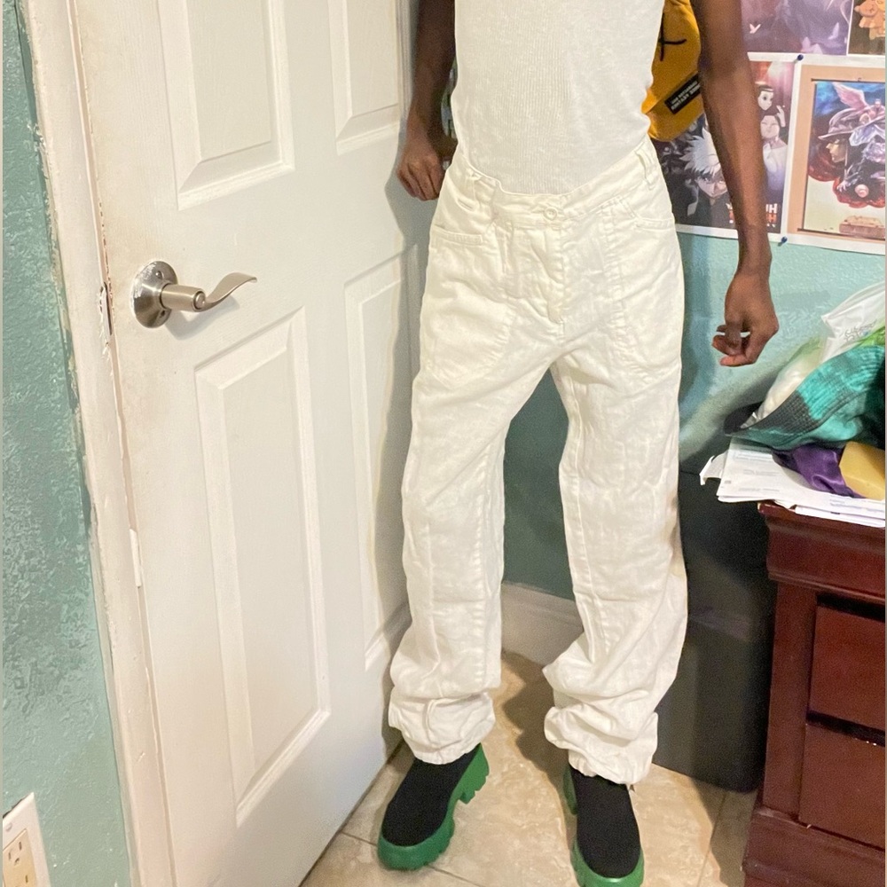 OXER white linen pants